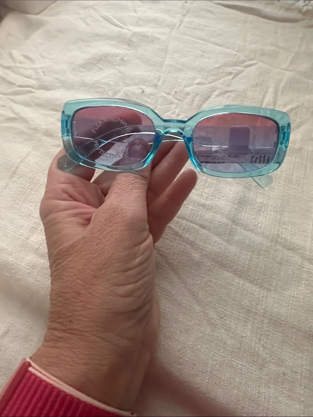 Claire's Aqua Blue Kids Sunglasses with Aqua & Silver Faux Nails & 6 pc hair cl